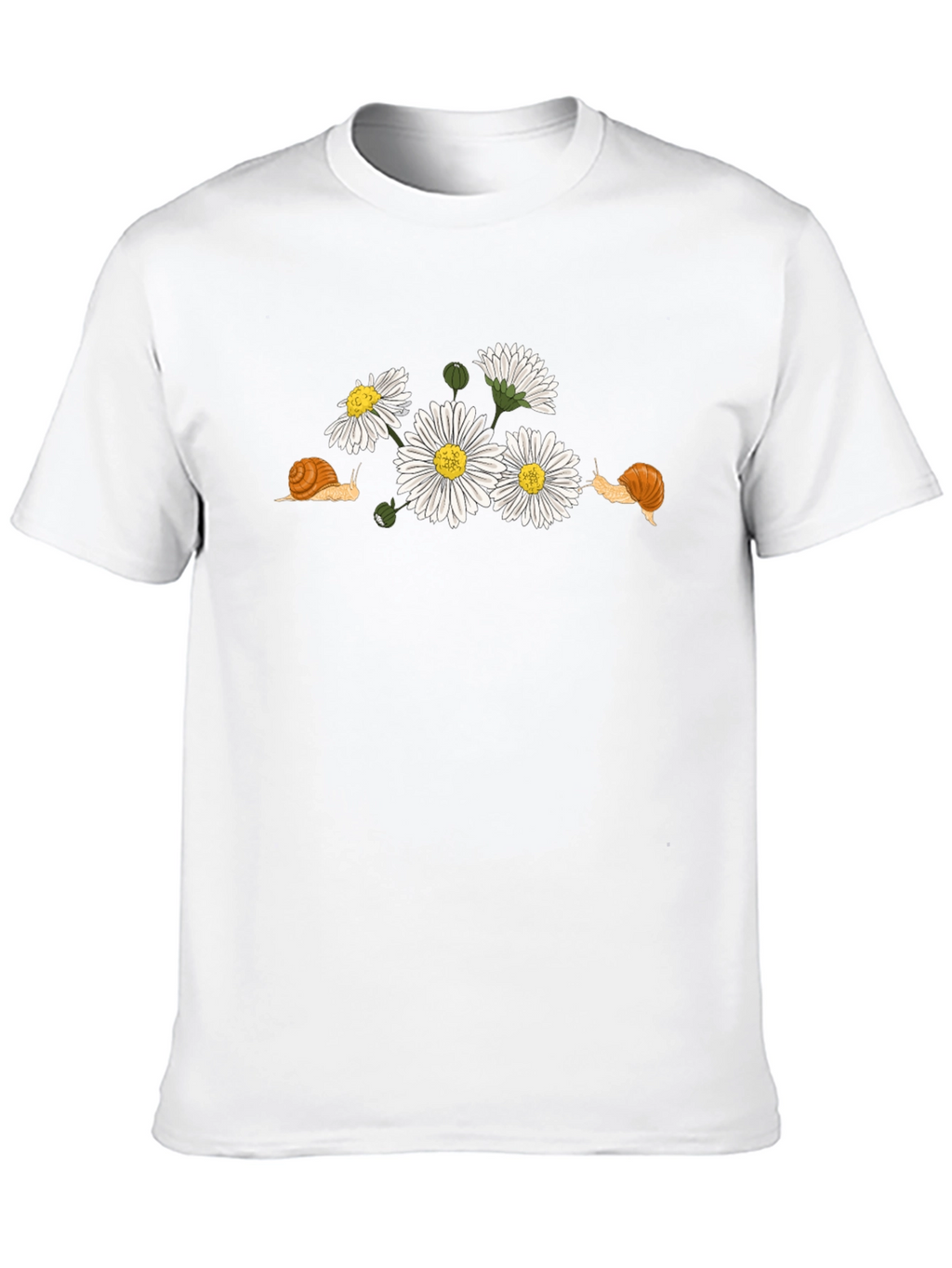 Snail and Daisy Print T-Shirt - Black