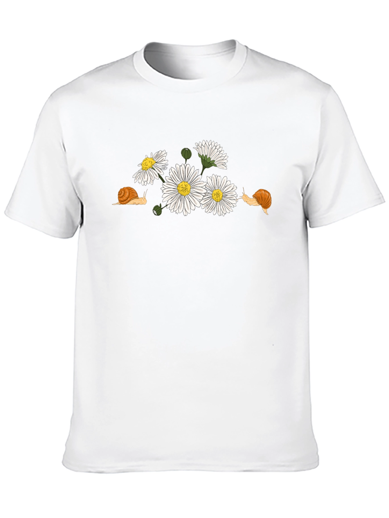 Snail and Daisy Print T-Shirt - Black