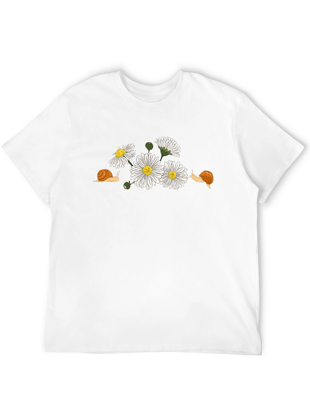 Snail and Daisy Print T-Shirt - Black