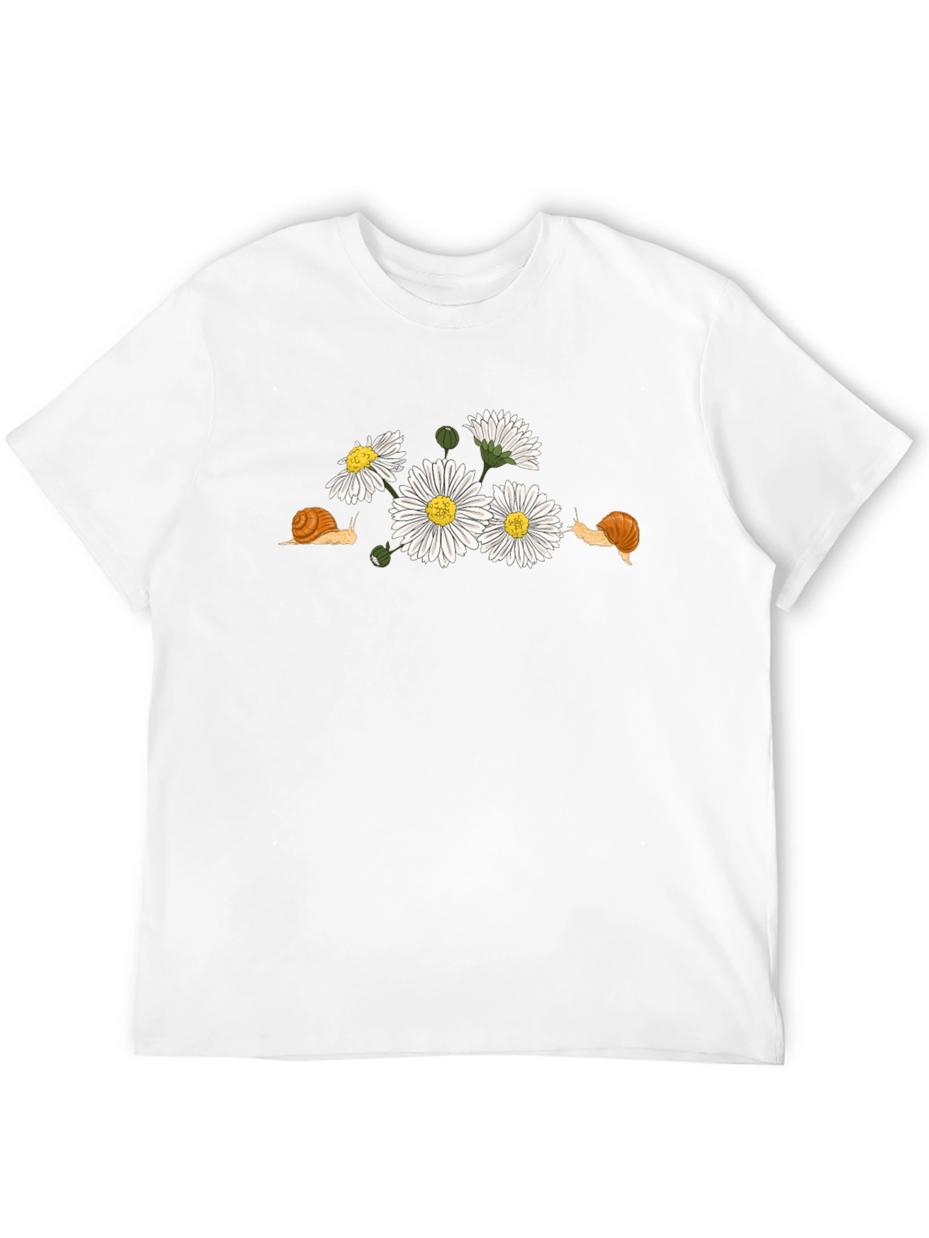 Snail and Daisy Print T-Shirt - Black