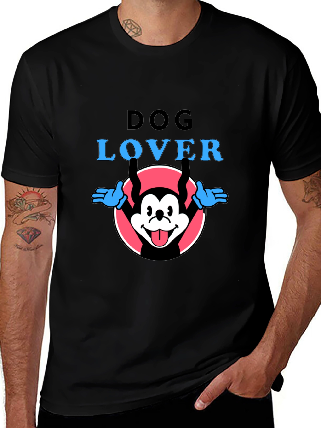 Dog Lover Graphic Tee - Cartoon Dog Design