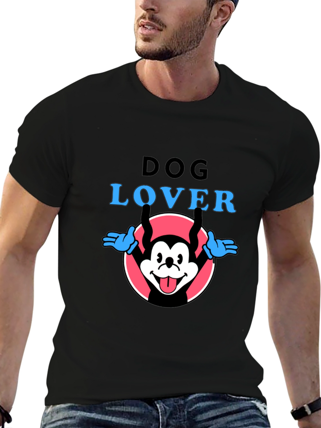 Dog Lover Graphic Tee - Cartoon Dog Design