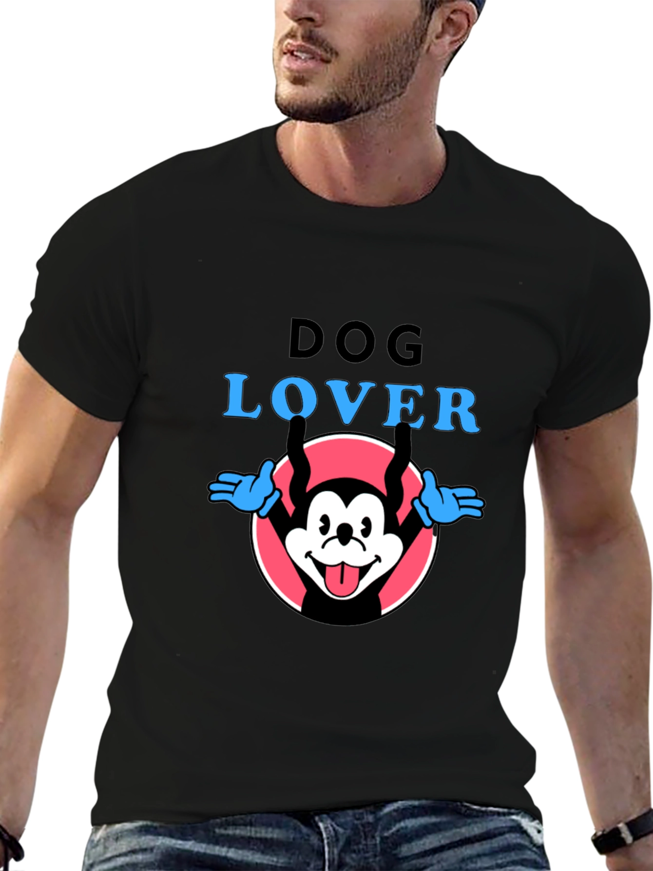 Dog Lover Graphic Tee - Cartoon Dog Design