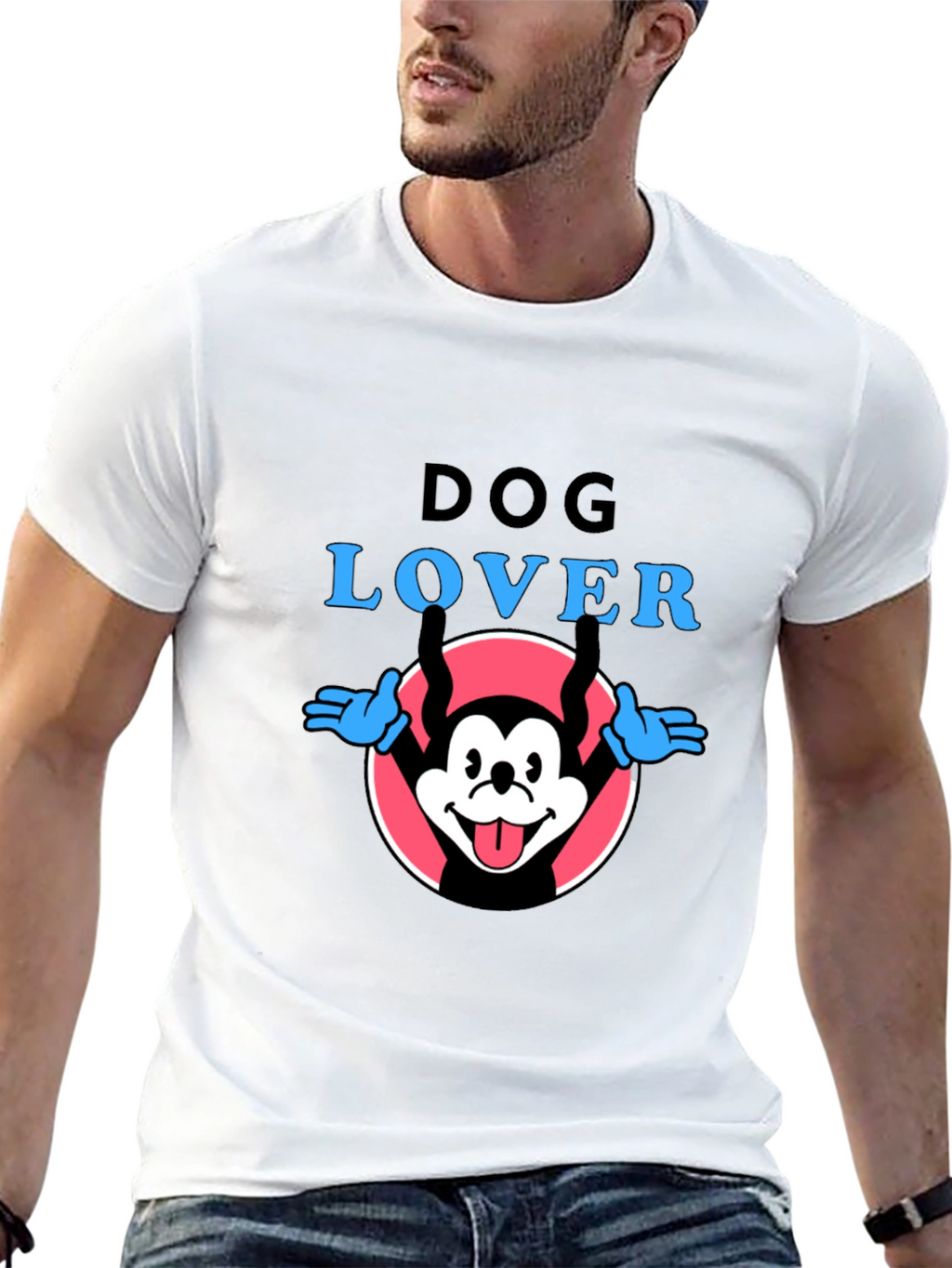 Dog Lover Graphic Tee - Cartoon Dog Design