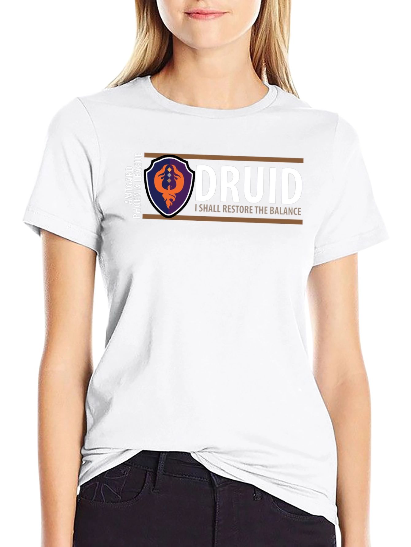 Druid Phoenix League Black T-Shirt - Restore the Balance