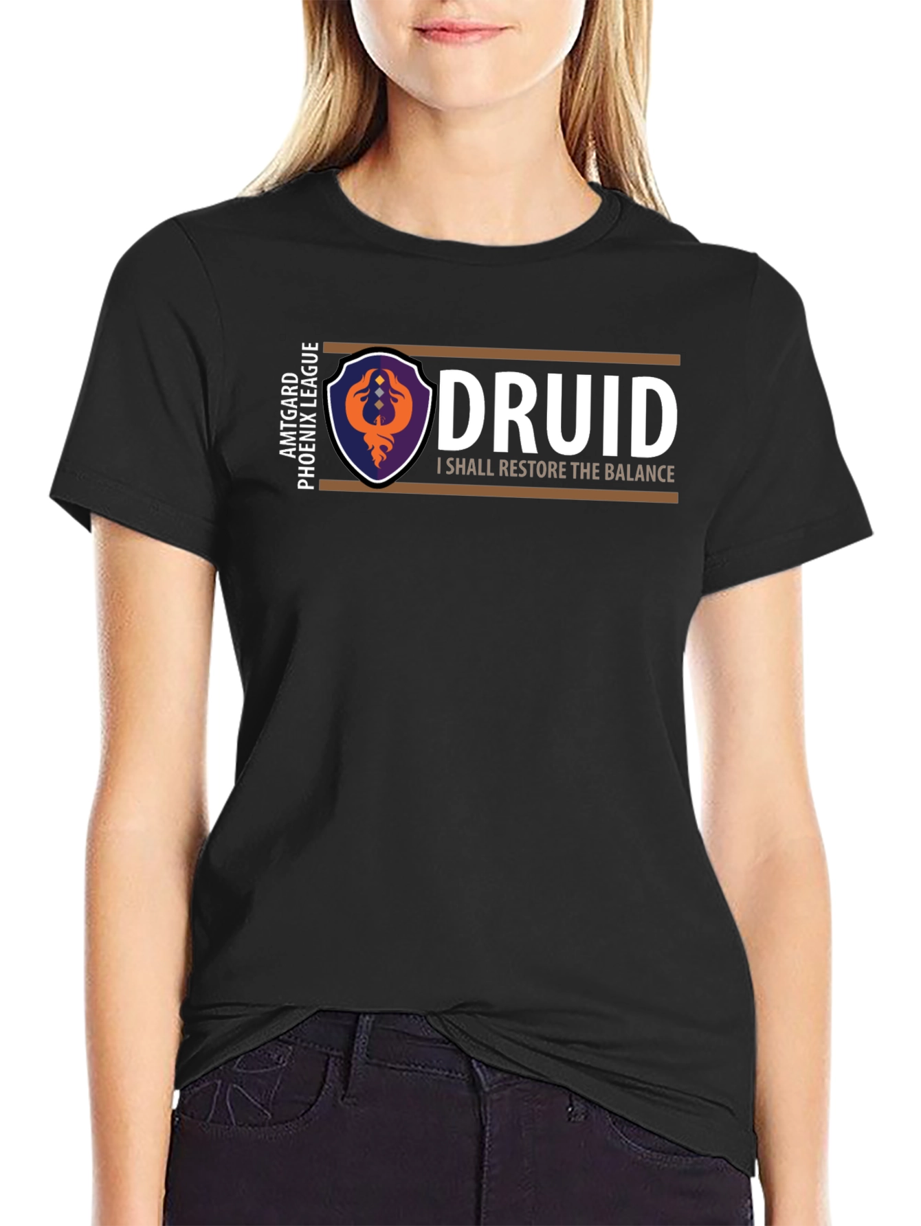 Druid Phoenix League Black T-Shirt - Restore the Balance