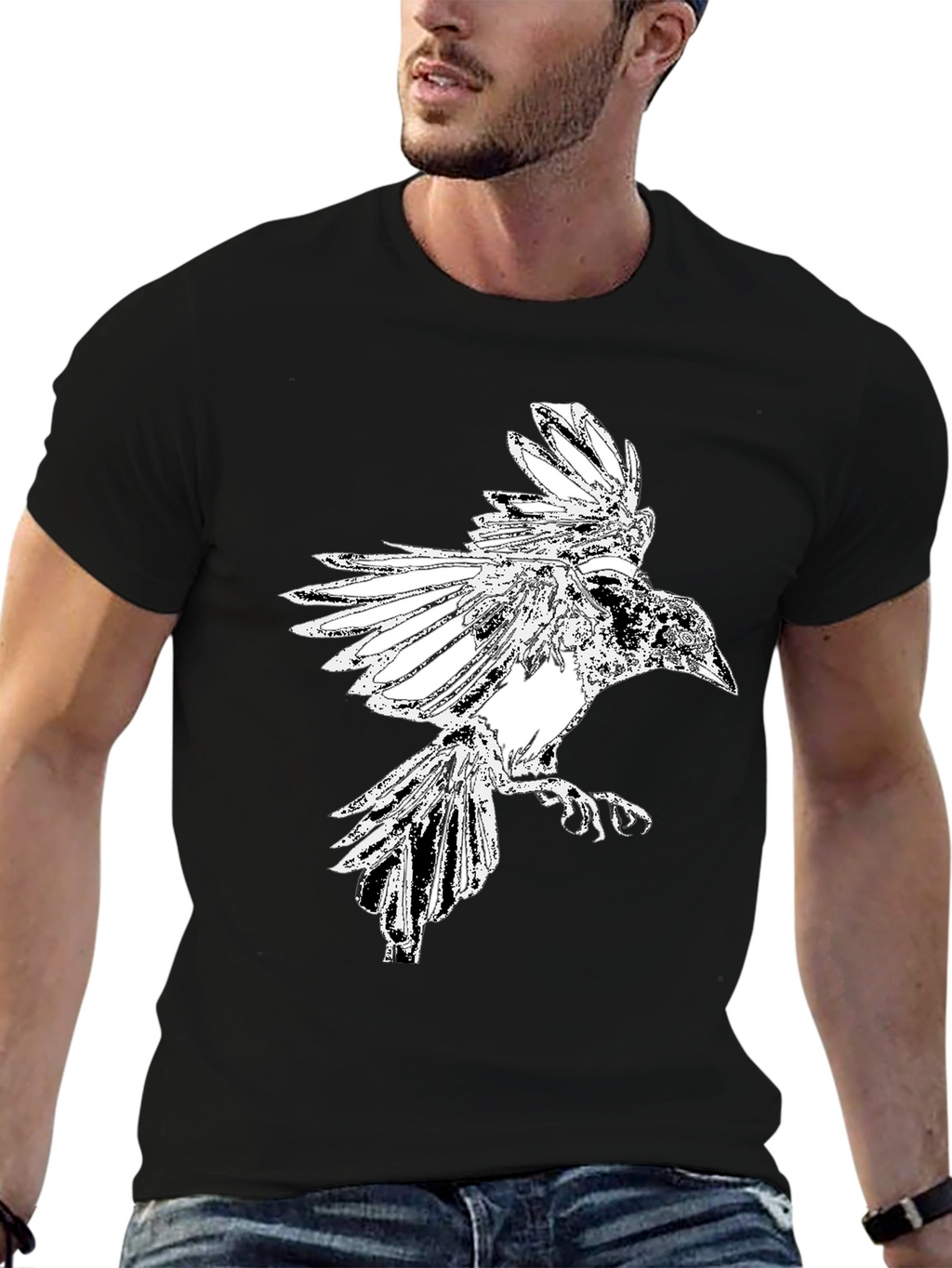 Raven Graphic Black T-Shirt