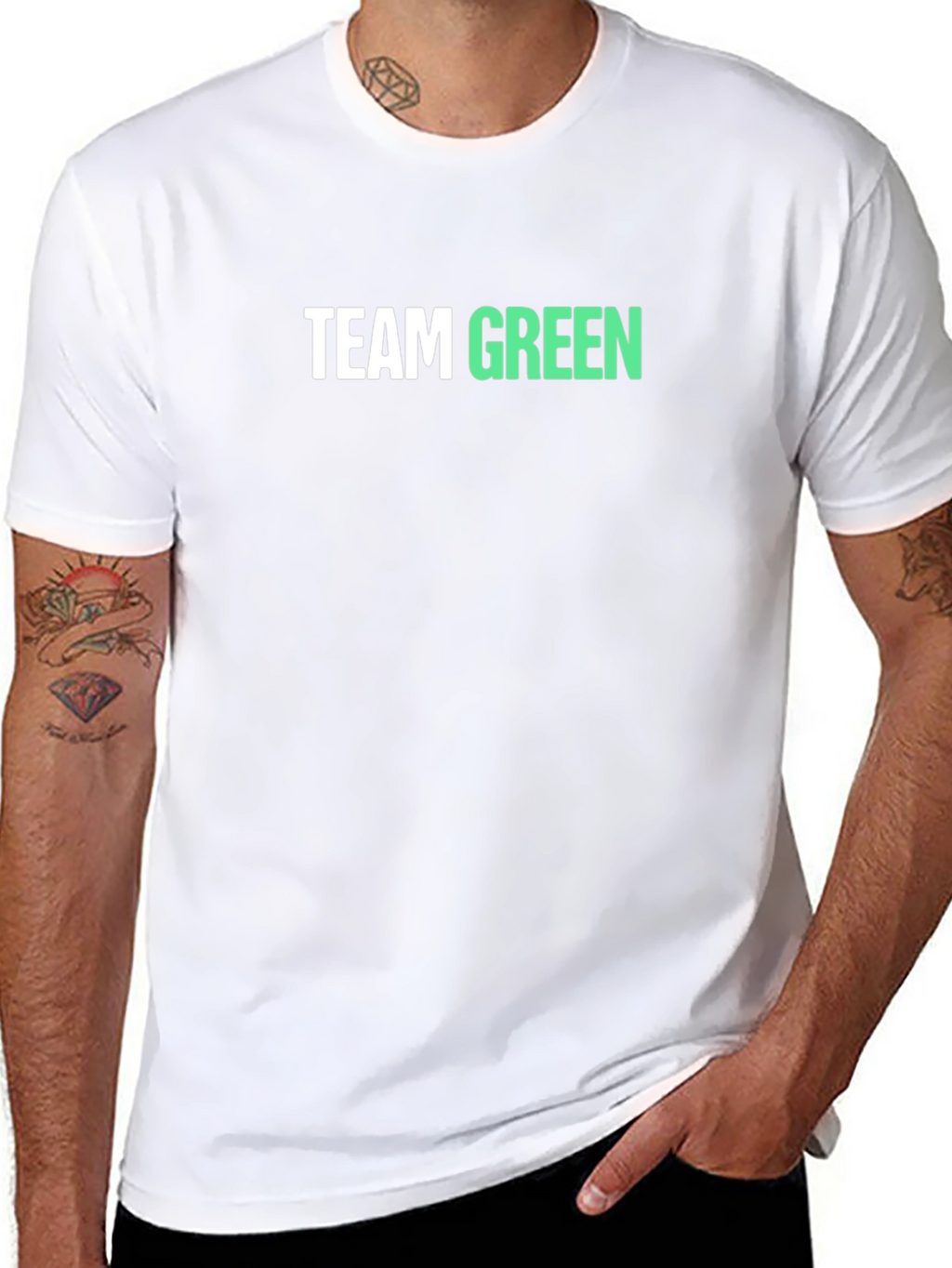 Team Green Graphic Tee - Black Cotton Blend