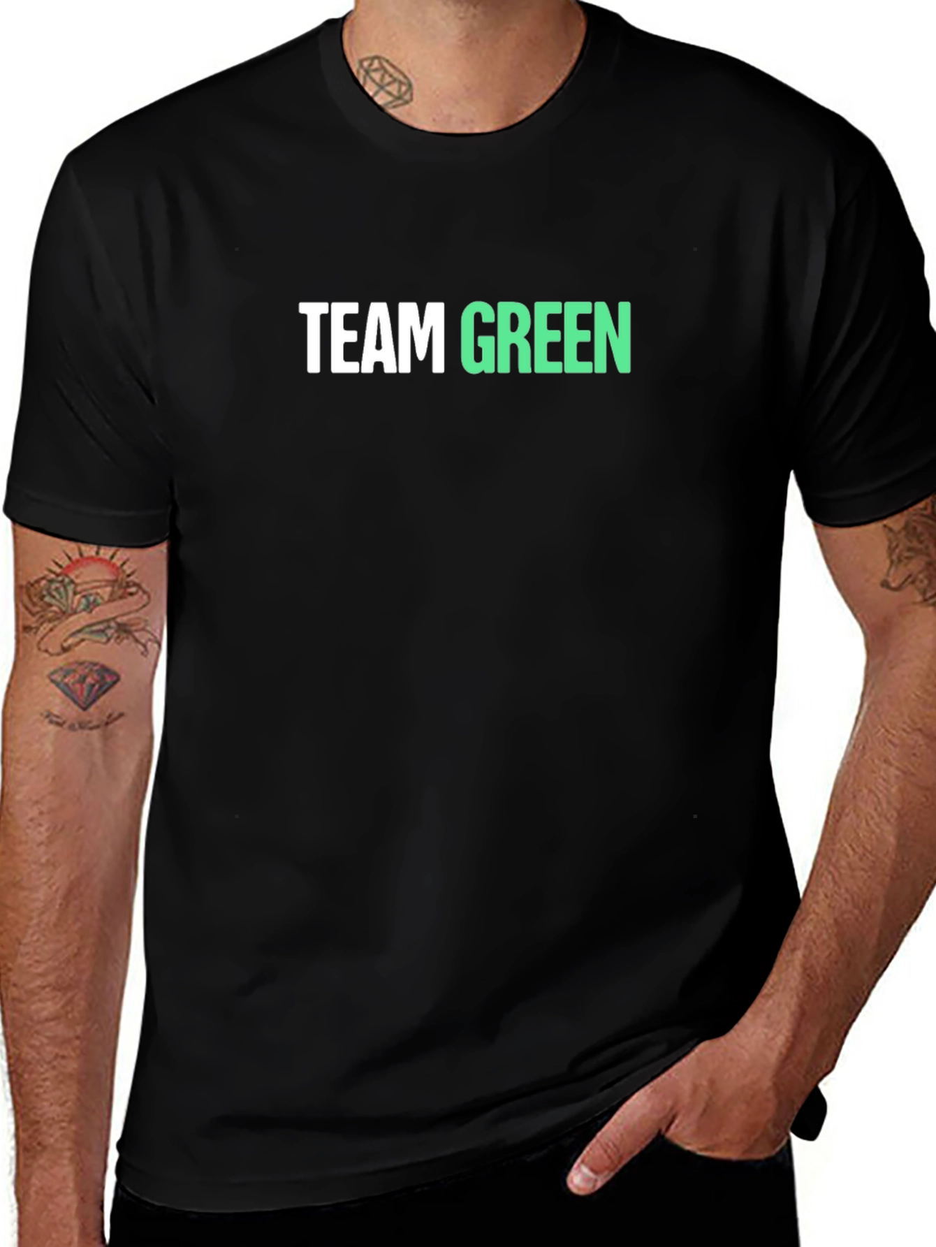 Team Green Graphic Tee - Black Cotton Blend