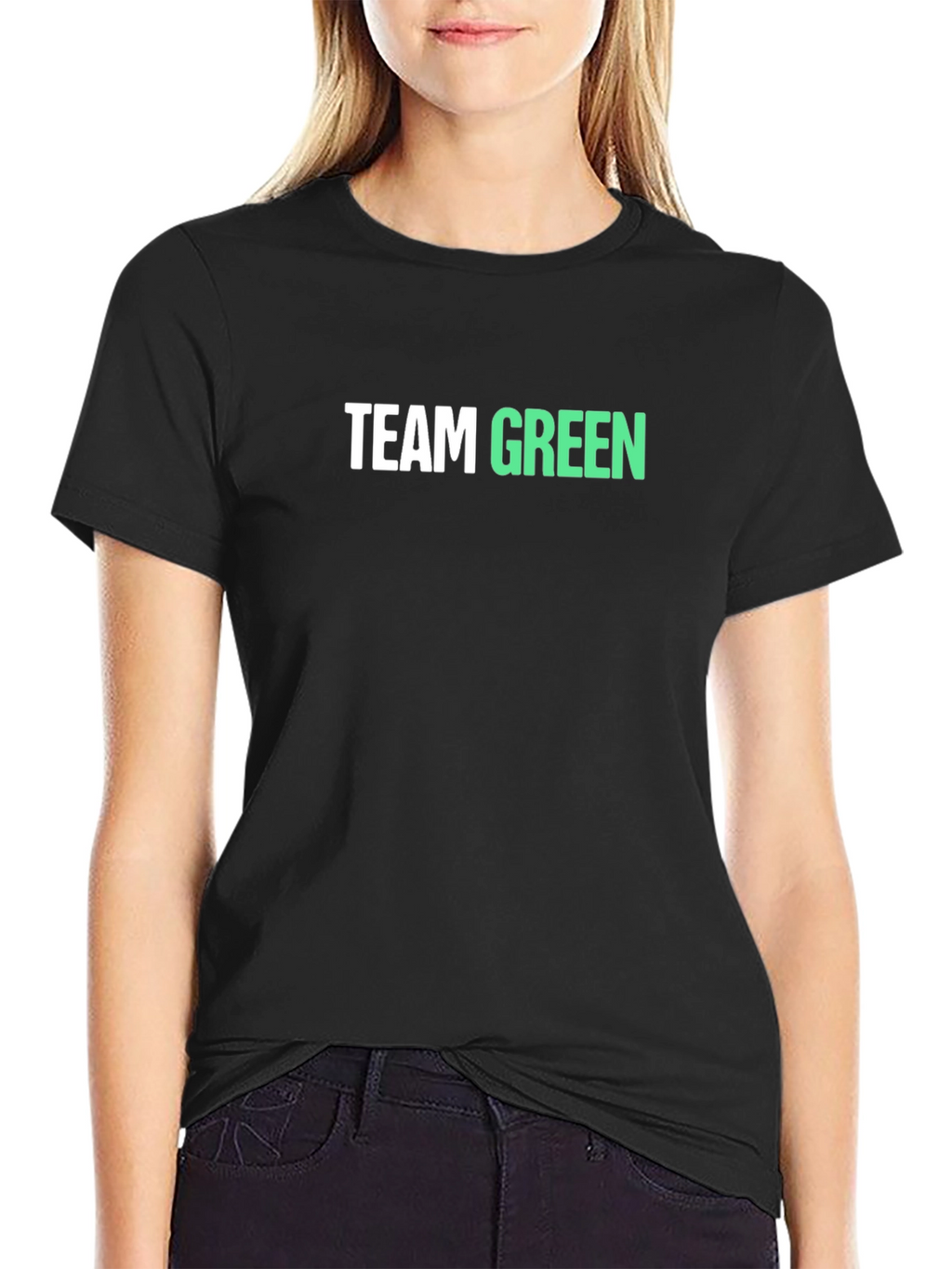 Team Green Graphic Tee - Black Cotton Blend