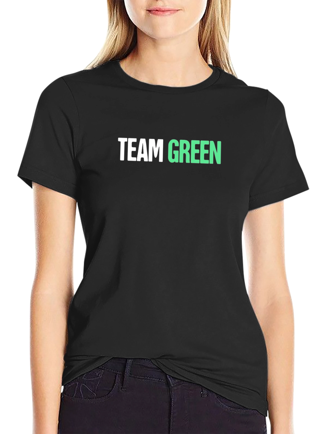 Team Green Graphic Tee - Black Cotton Blend