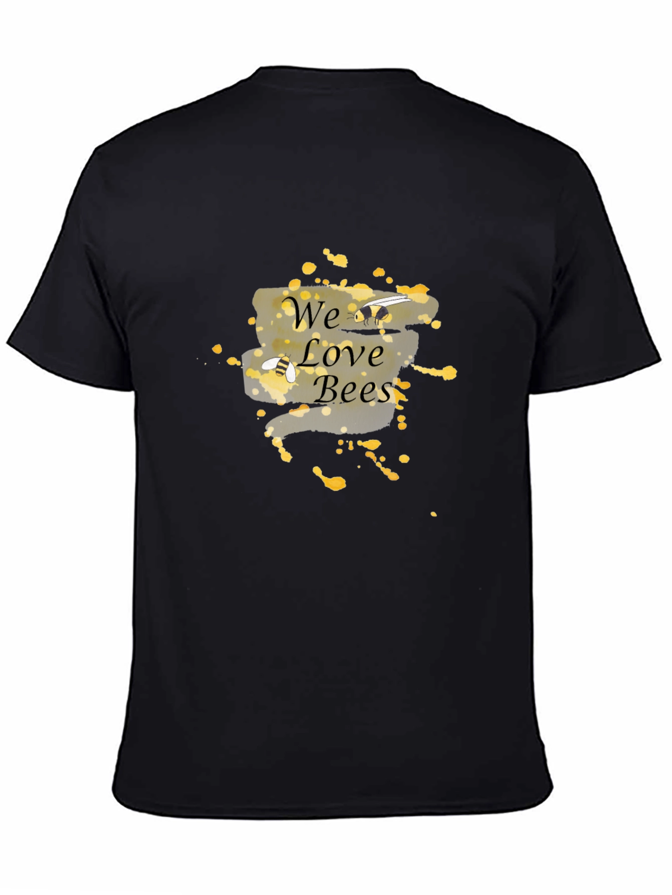 We Love Bees Black Graphic T-Shirt