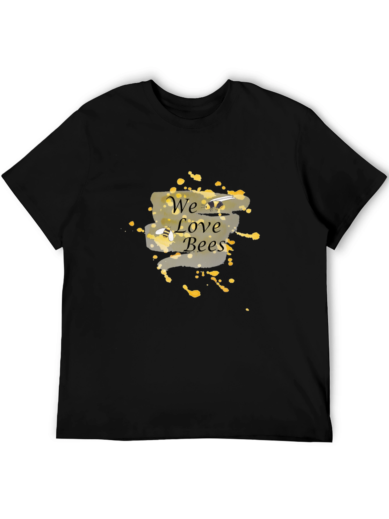 We Love Bees Black Graphic T-Shirt