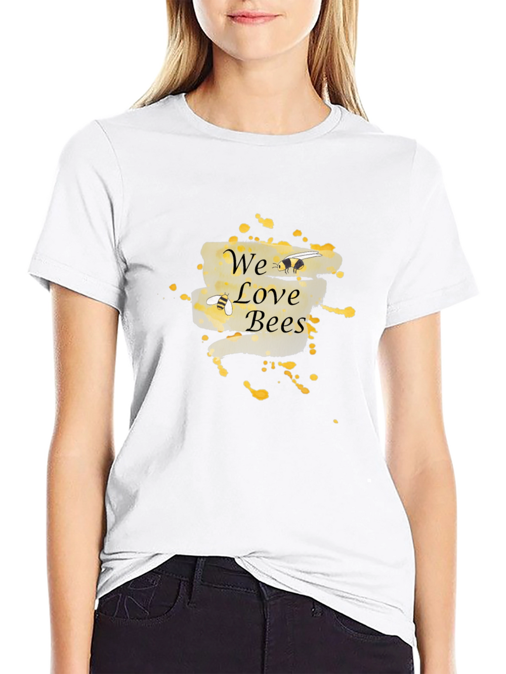We Love Bees Black Graphic T-Shirt