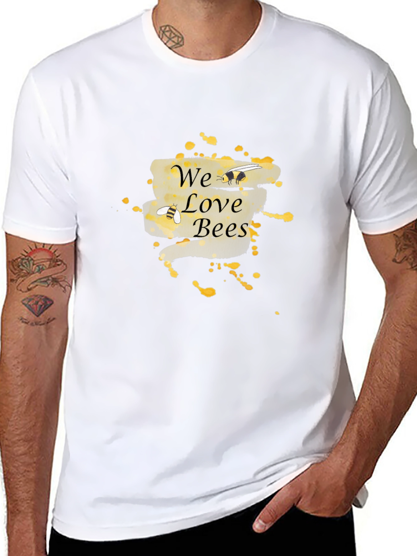 We Love Bees Black Graphic T-Shirt