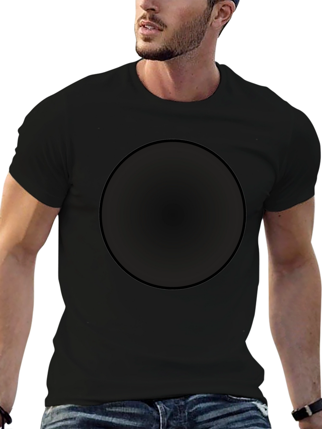Plain Black T-Shirt with Circle Graphic