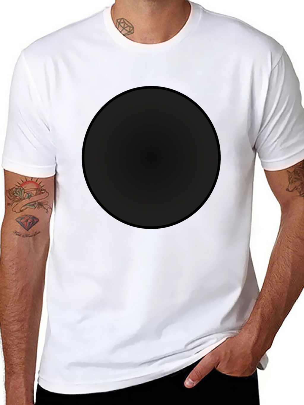 Plain Black T-Shirt with Circle Graphic