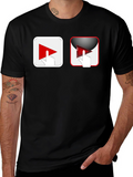 Black T-Shirt with Play Button Graphic