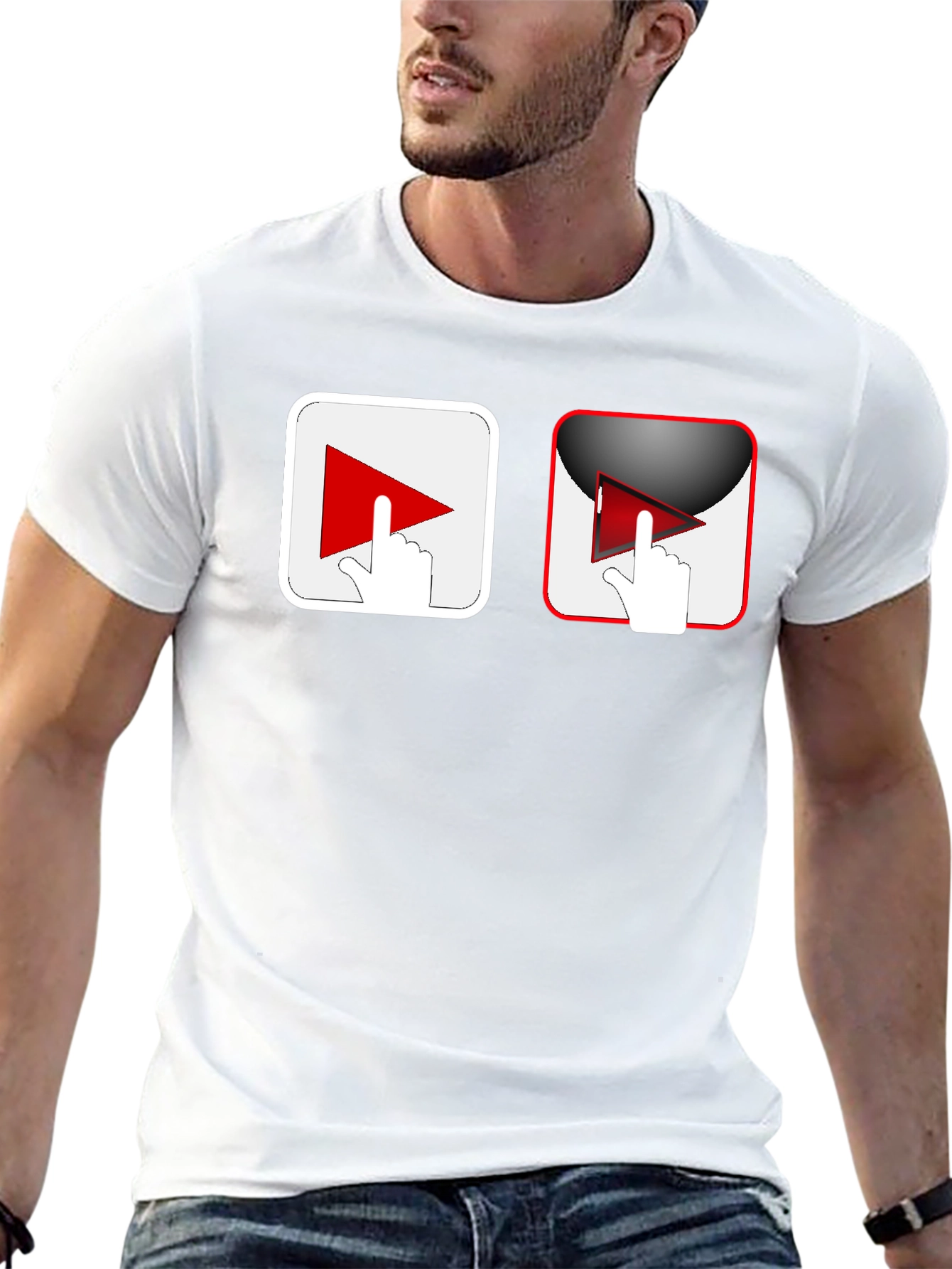 Black T-Shirt with Play Button Graphic