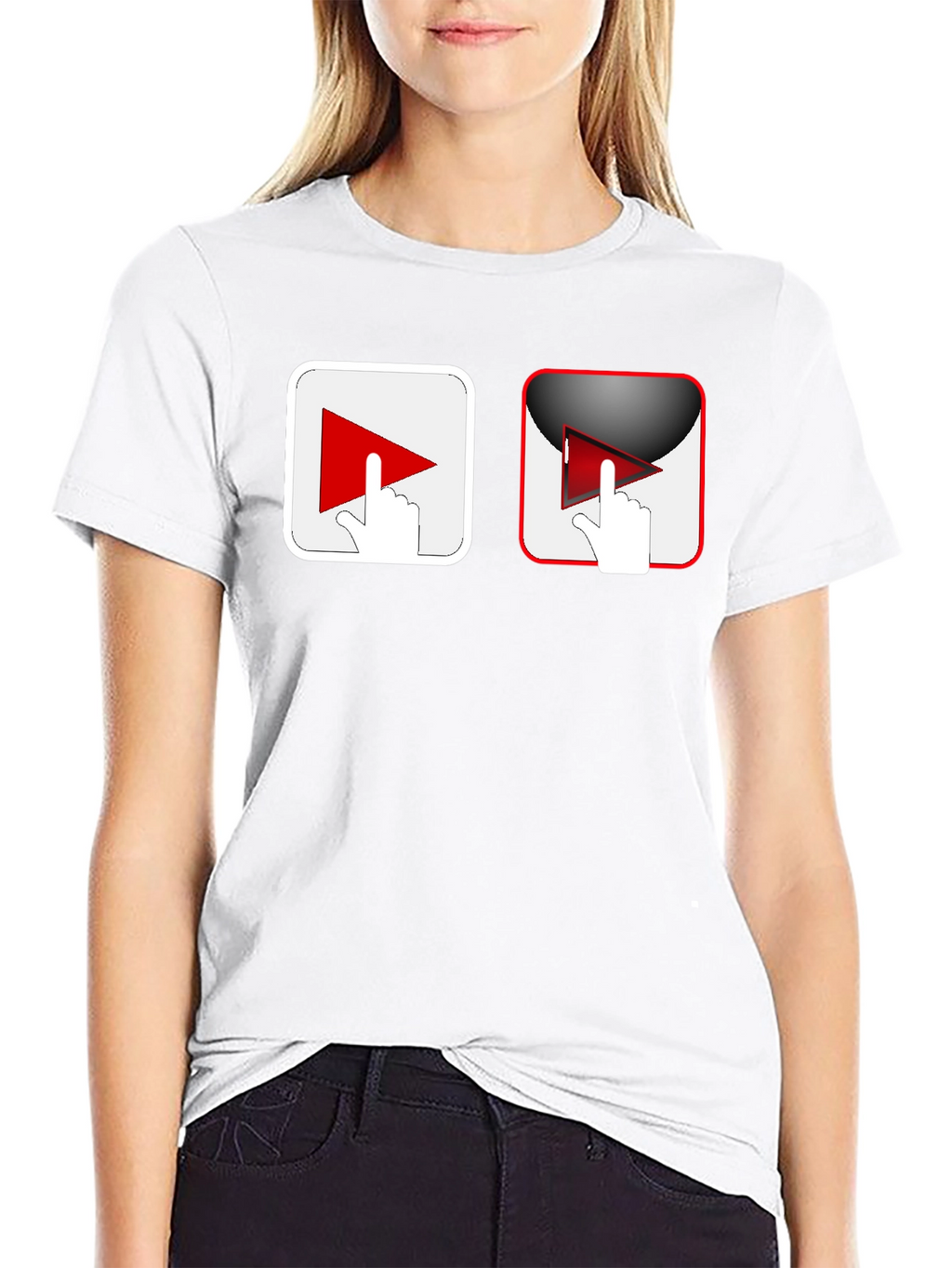 Black T-Shirt with Play Button Graphic