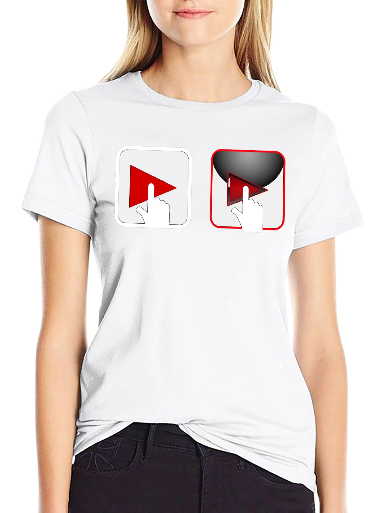 Black T-Shirt with Play Button Graphic