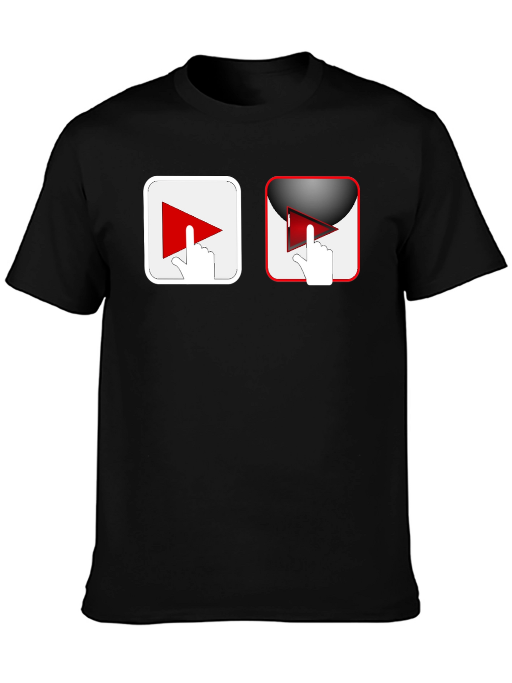 Black T-Shirt with Play Button Graphic