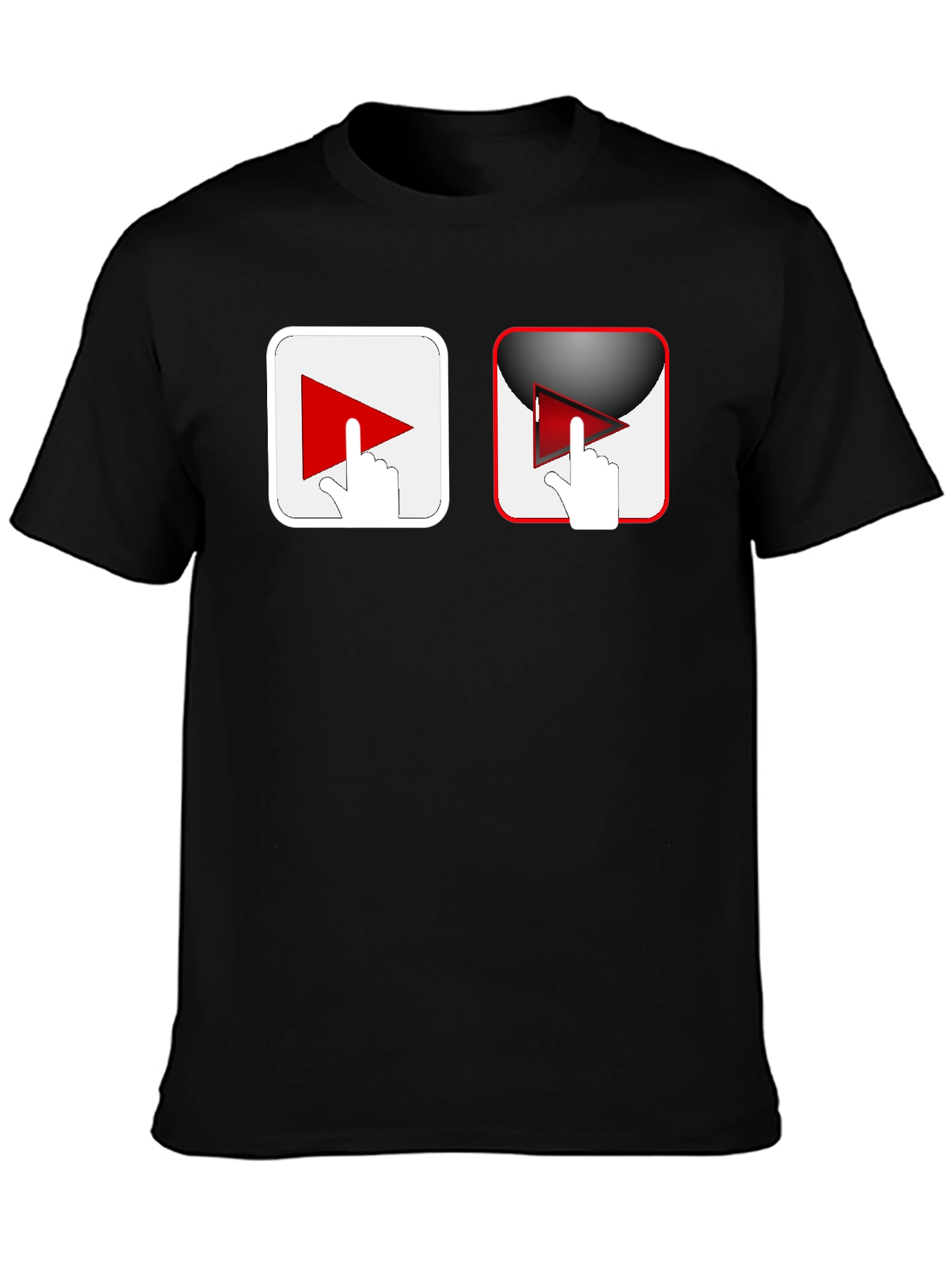 Black T-Shirt with Play Button Graphic
