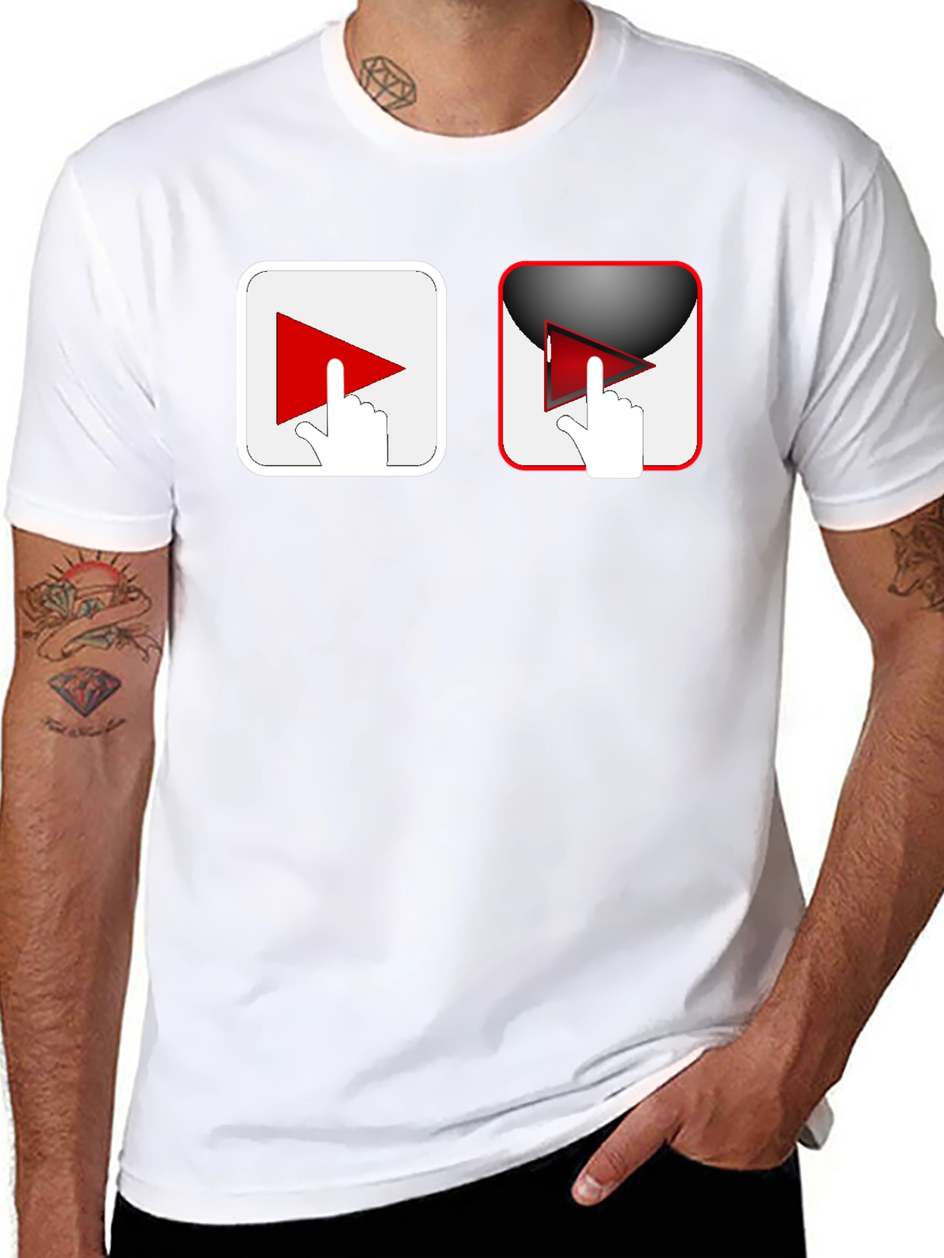 Black T-Shirt with Play Button Graphic