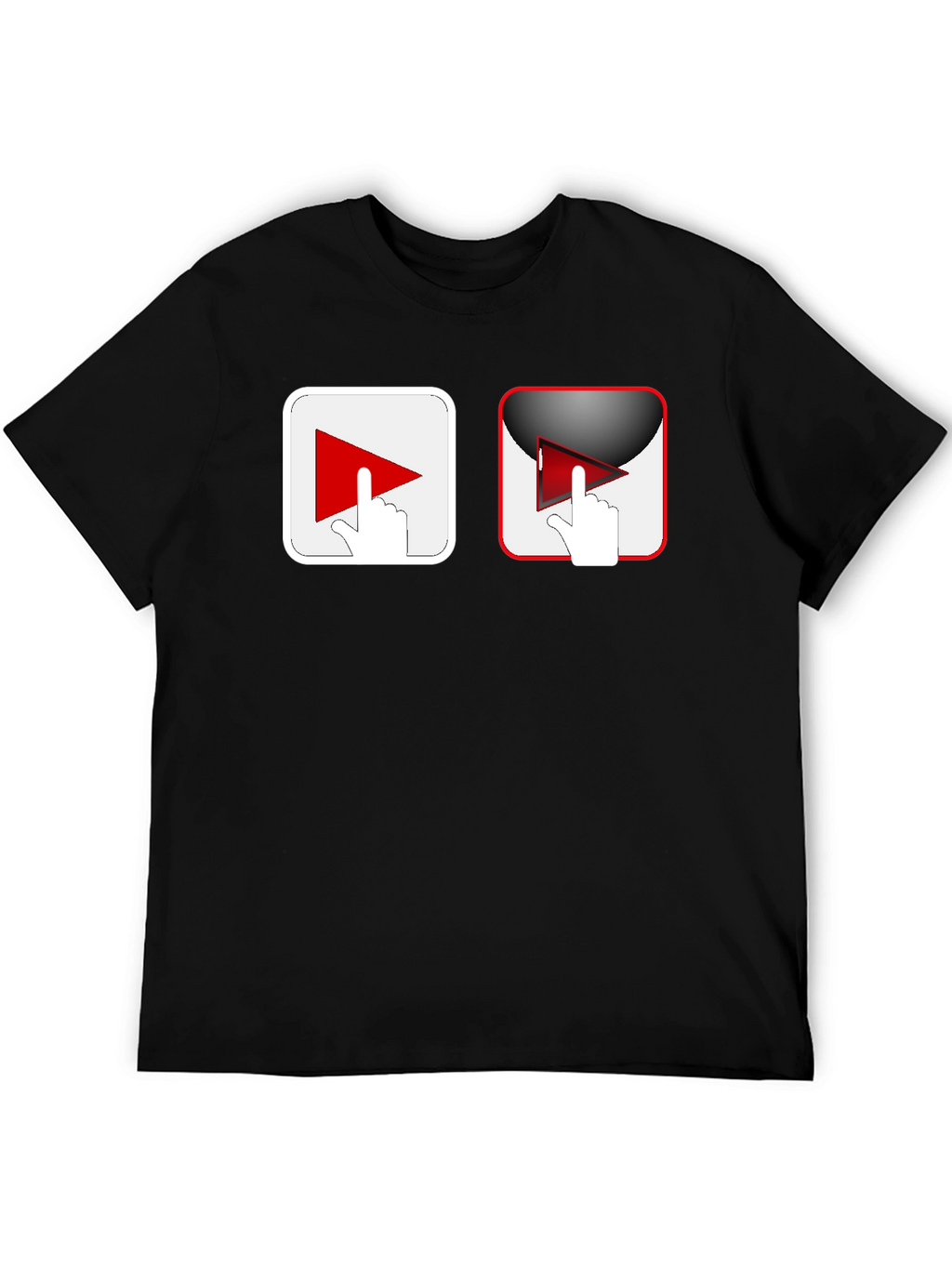 Black T-Shirt with Play Button Graphic
