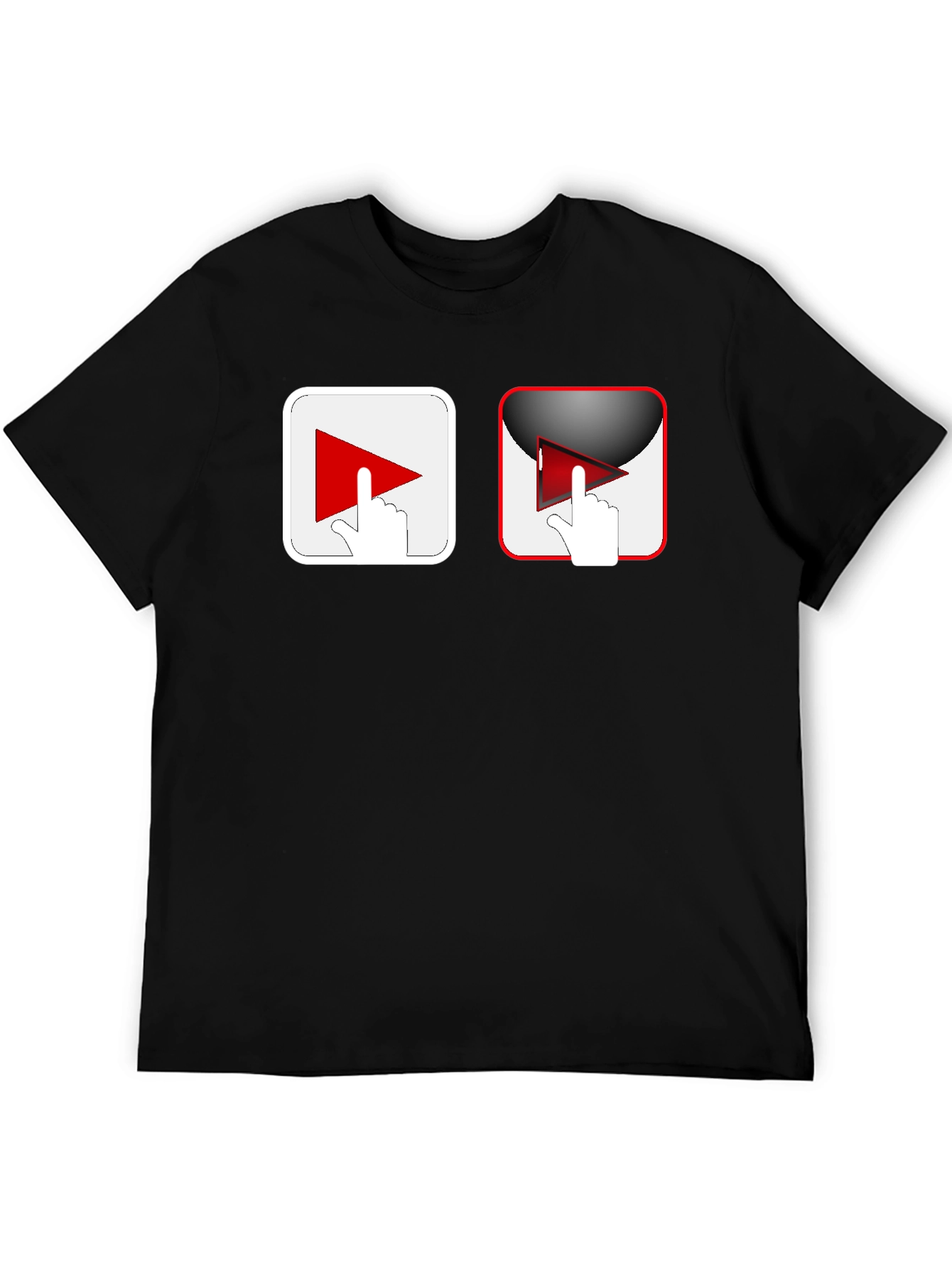 Black T-Shirt with Play Button Graphic