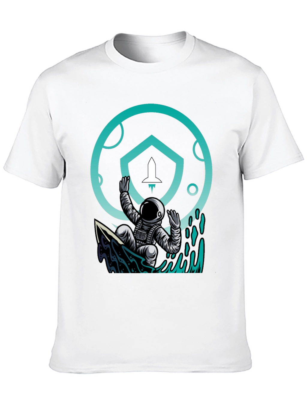 Astronaut Surf T-Shirt - Crypto Moonshot Design
