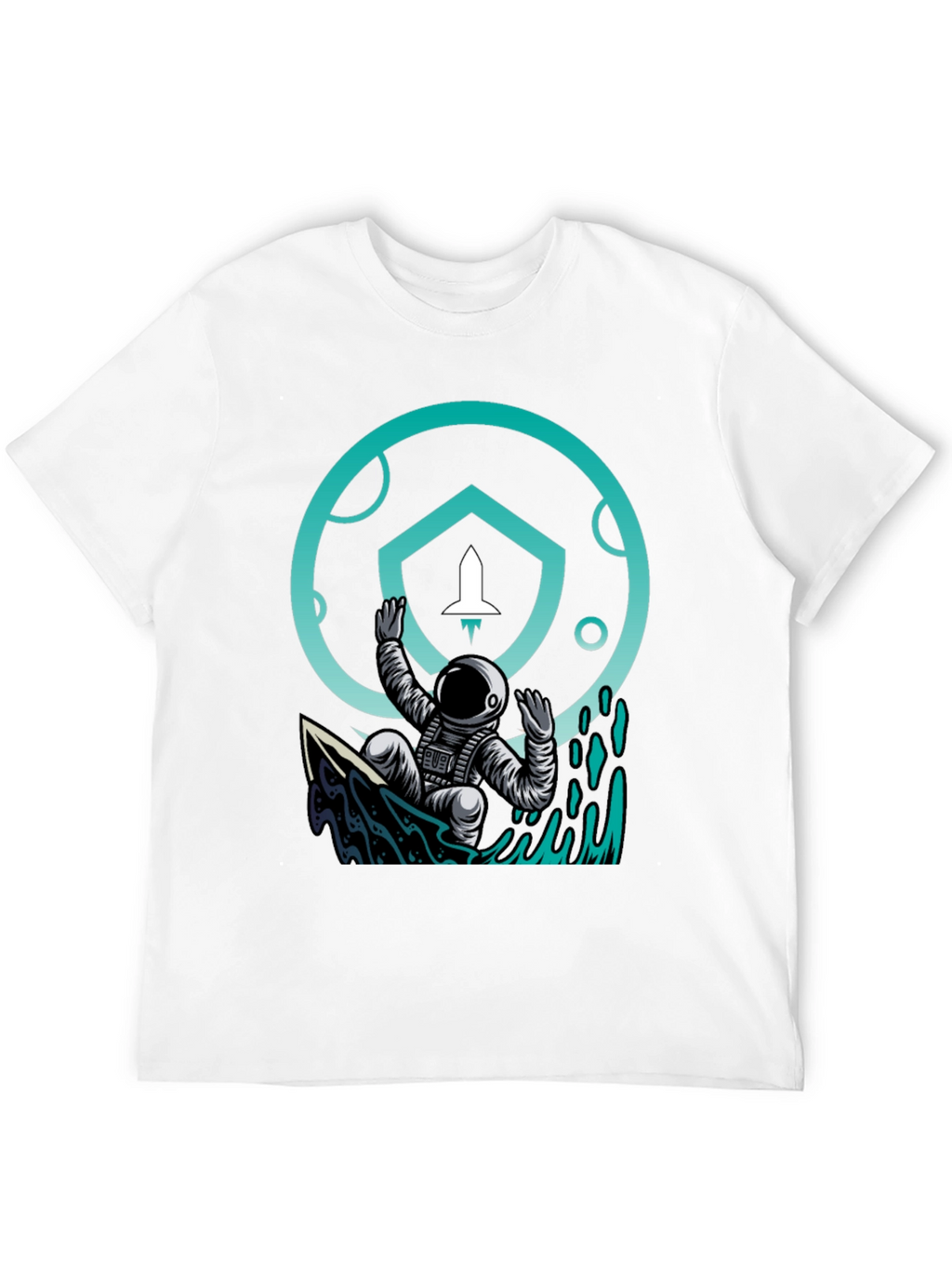 Astronaut Surf T-Shirt - Crypto Moonshot Design