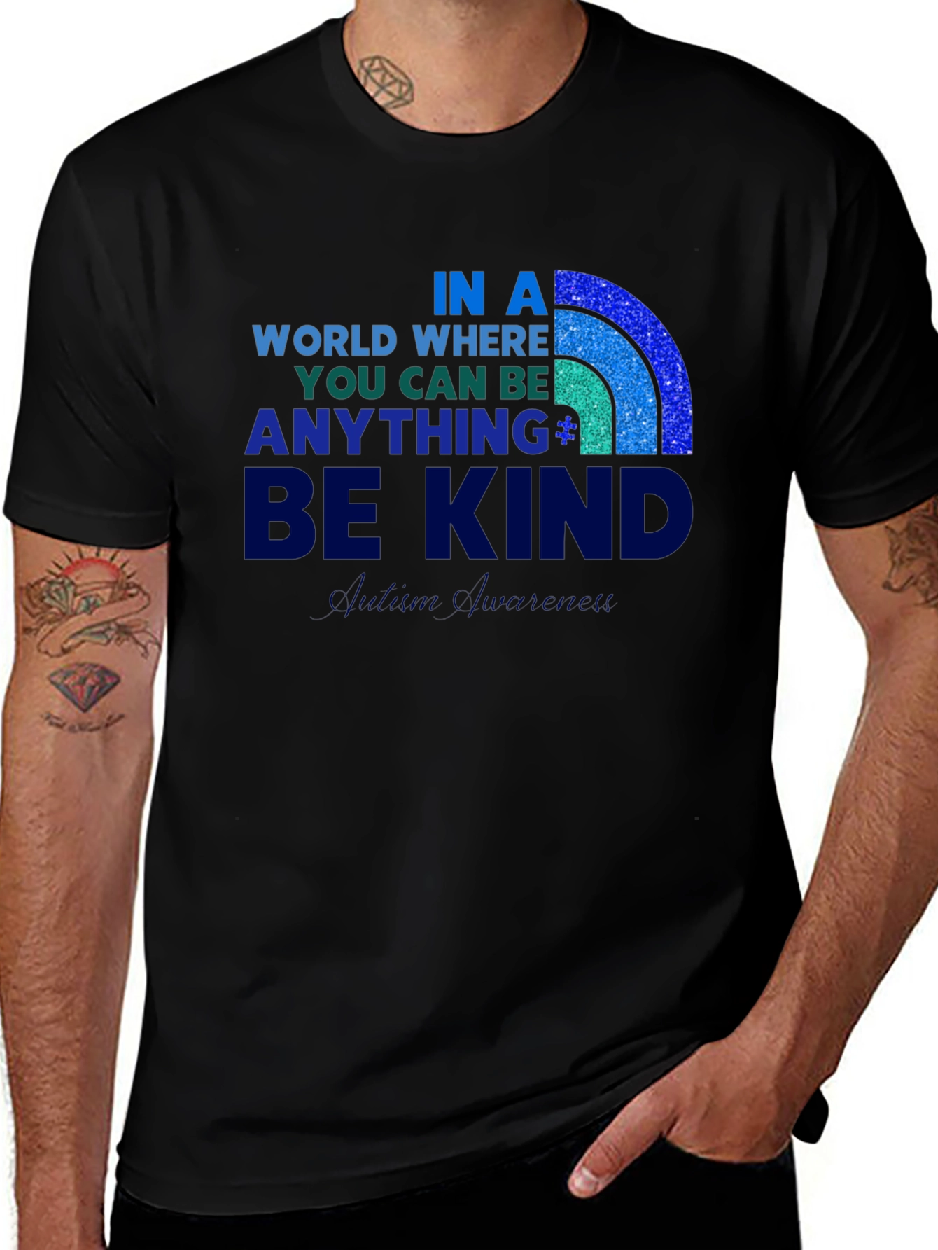 Autism Awareness T-Shirt: Be Kind Rainbow Design