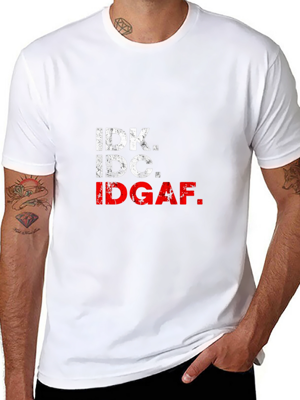 IDK IDC IDGAF Black Graphic Tee