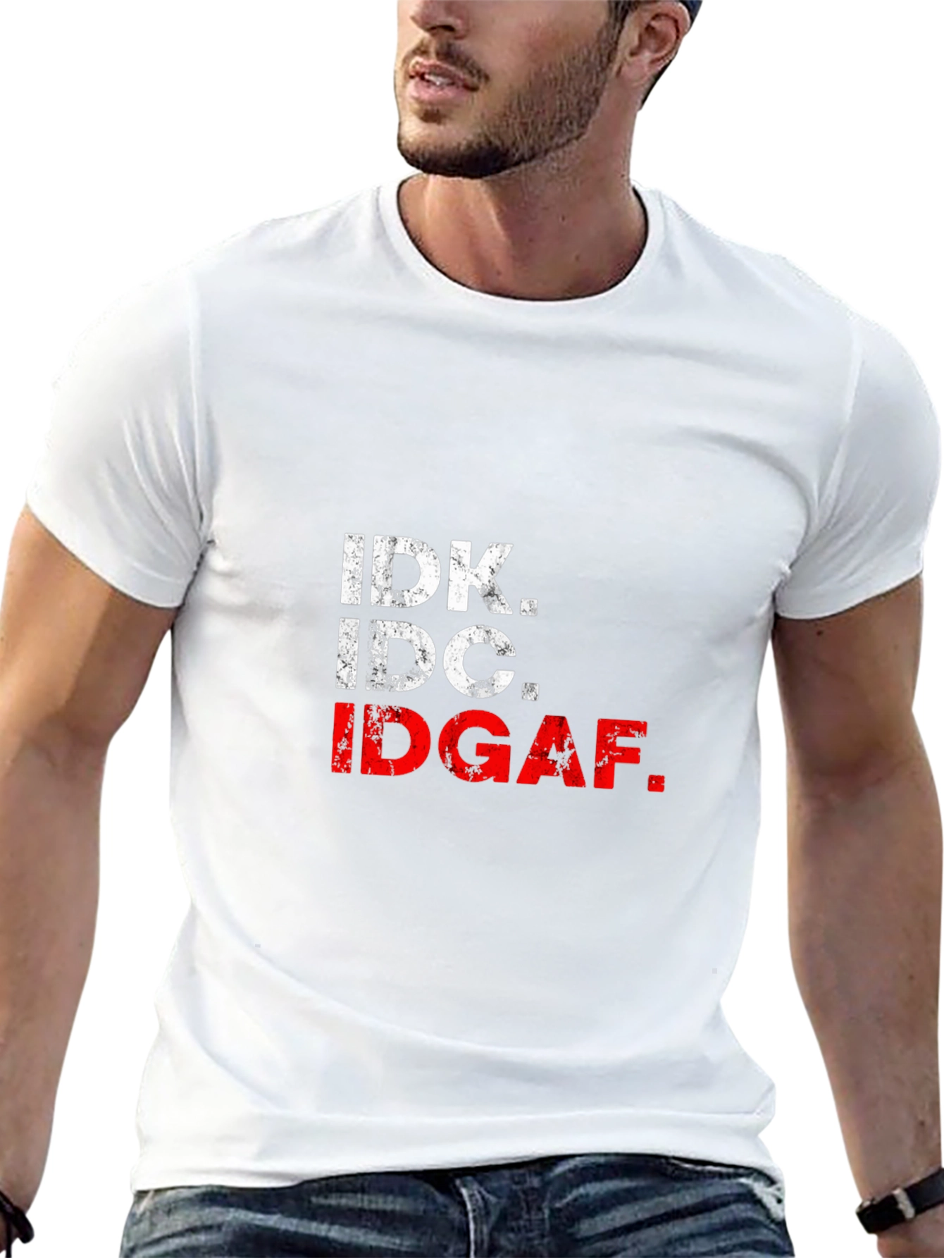 IDK IDC IDGAF Black Graphic Tee