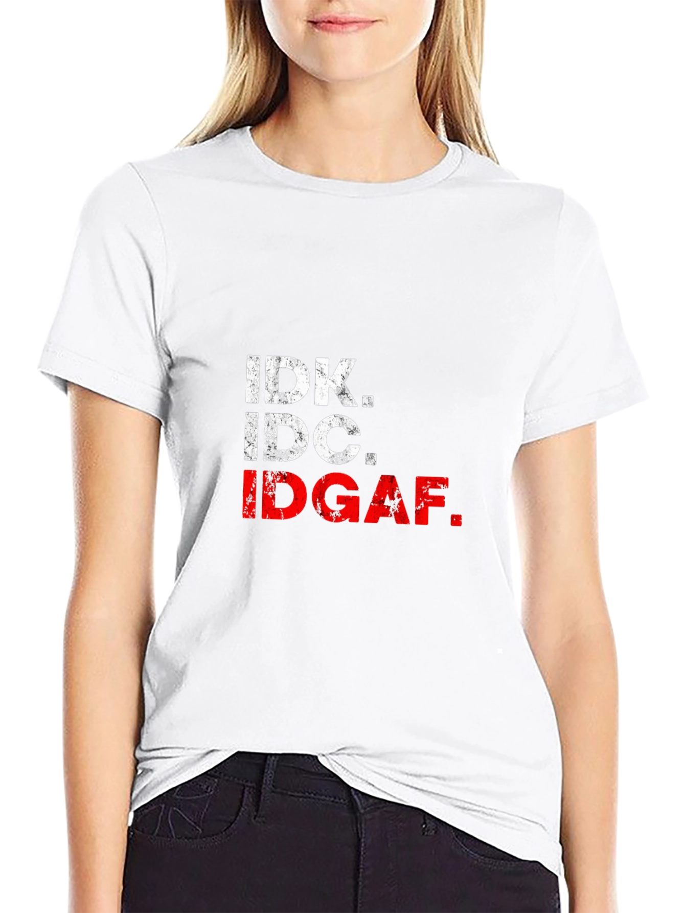 IDK IDC IDGAF Black Graphic Tee