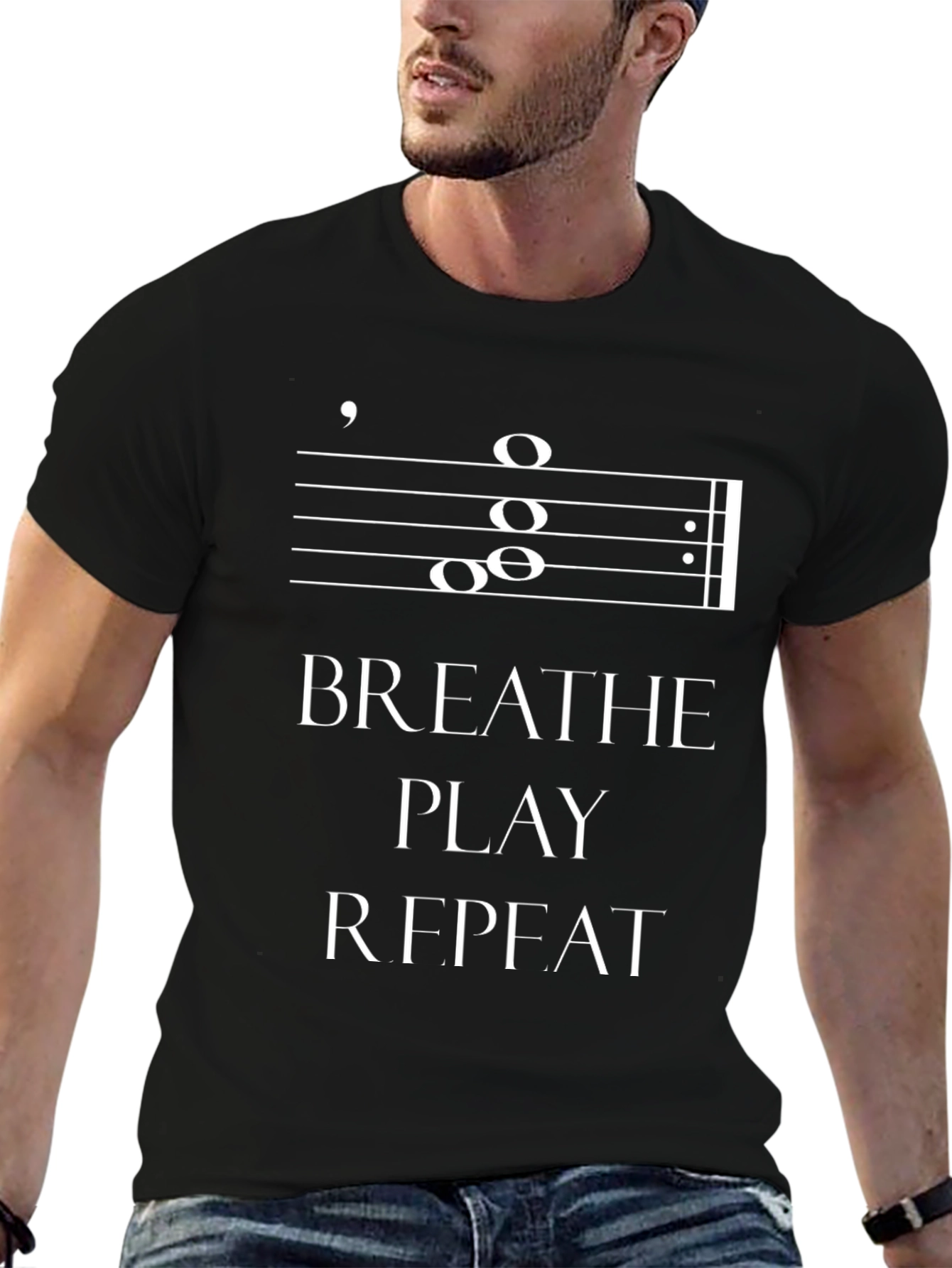 Breathe Play Repeat Music Note T-Shirt