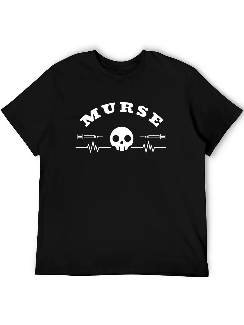 Murse Nurse Skull Syringe Graphic Tee - Black