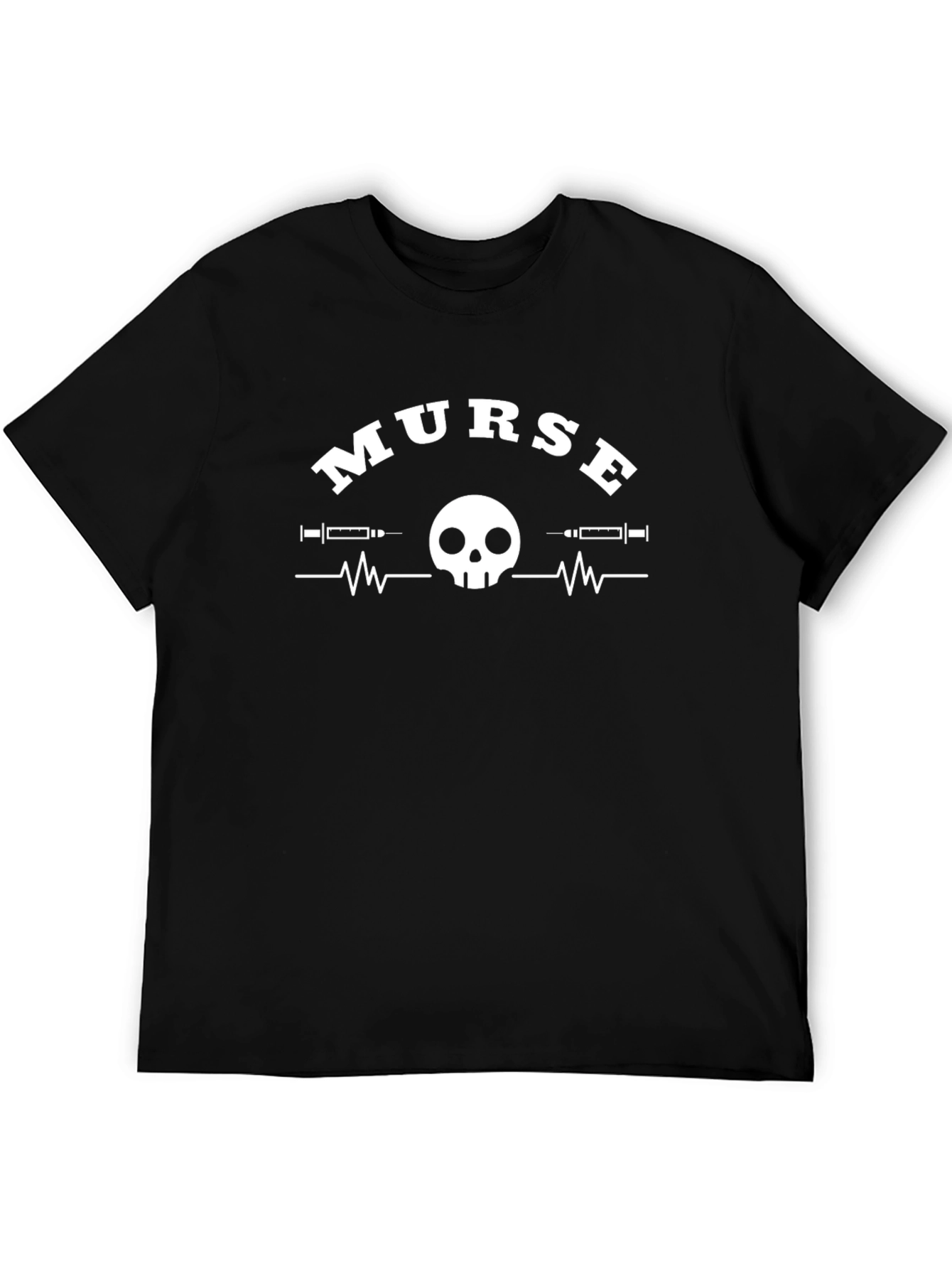 Murse Nurse Skull Syringe Graphic Tee - Black