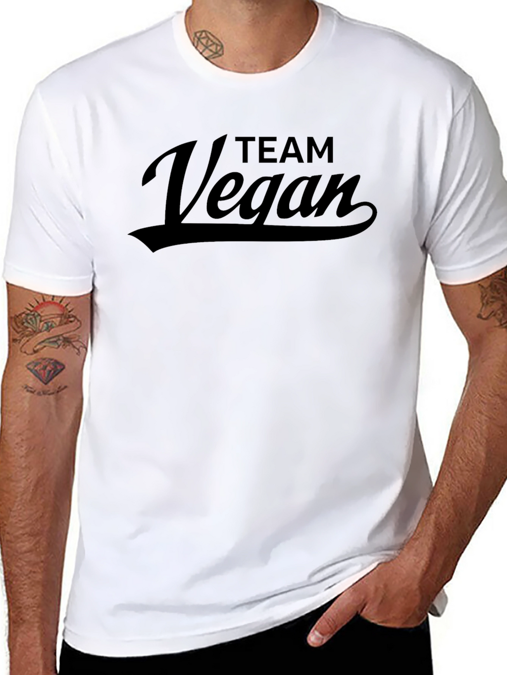 Team Vegan Graphic Tee - Black Cotton T-Shirt
