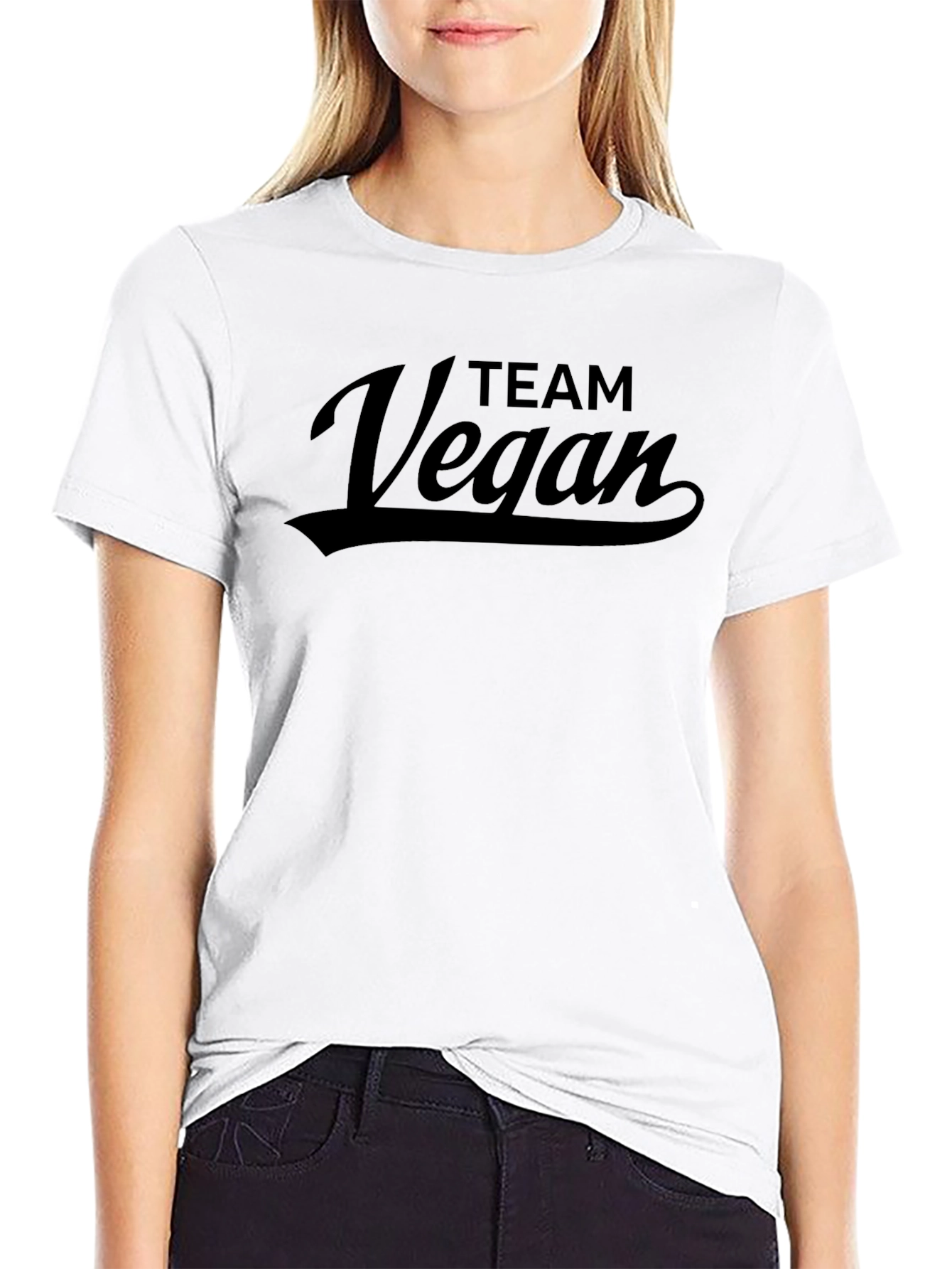 Team Vegan Graphic Tee - Black Cotton T-Shirt