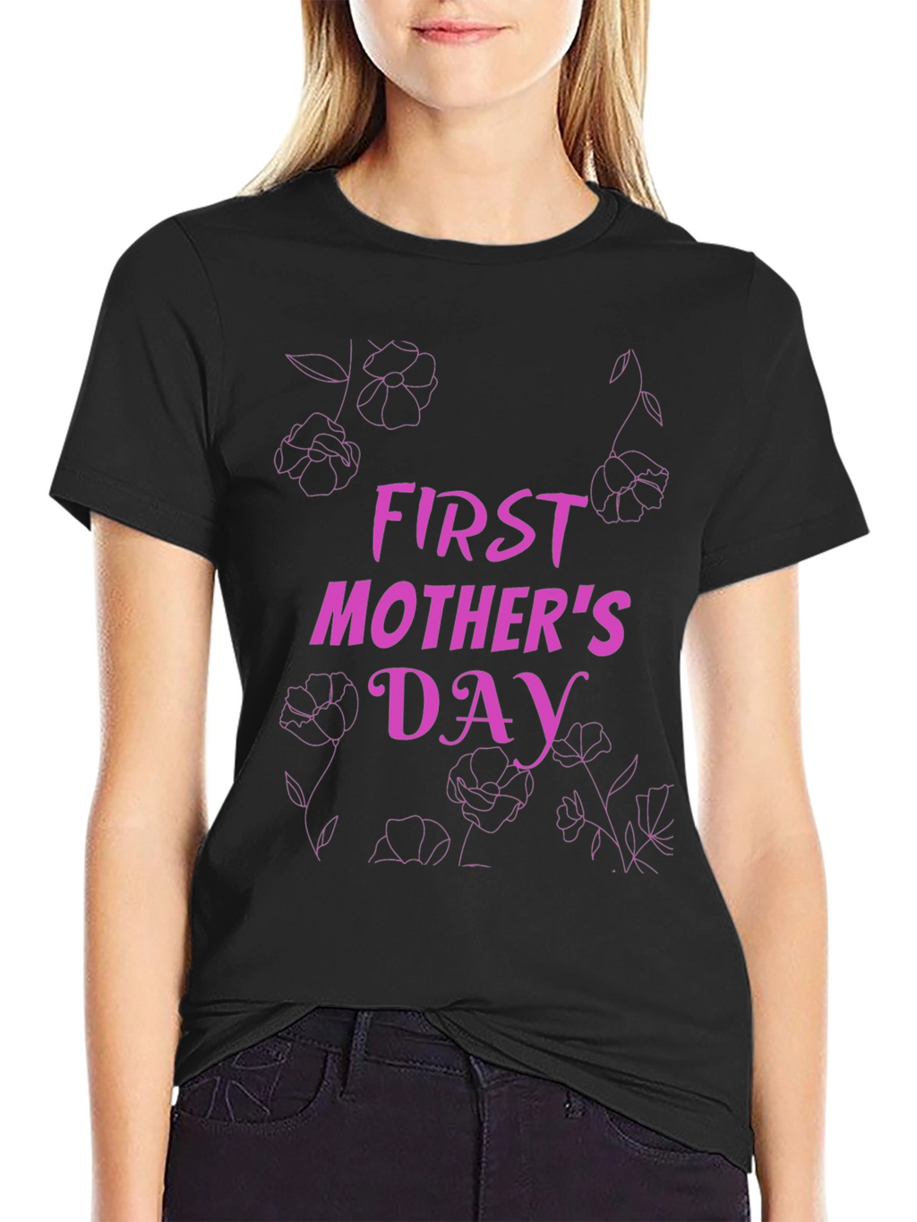 First Mothers Day Graphic Tee - Black