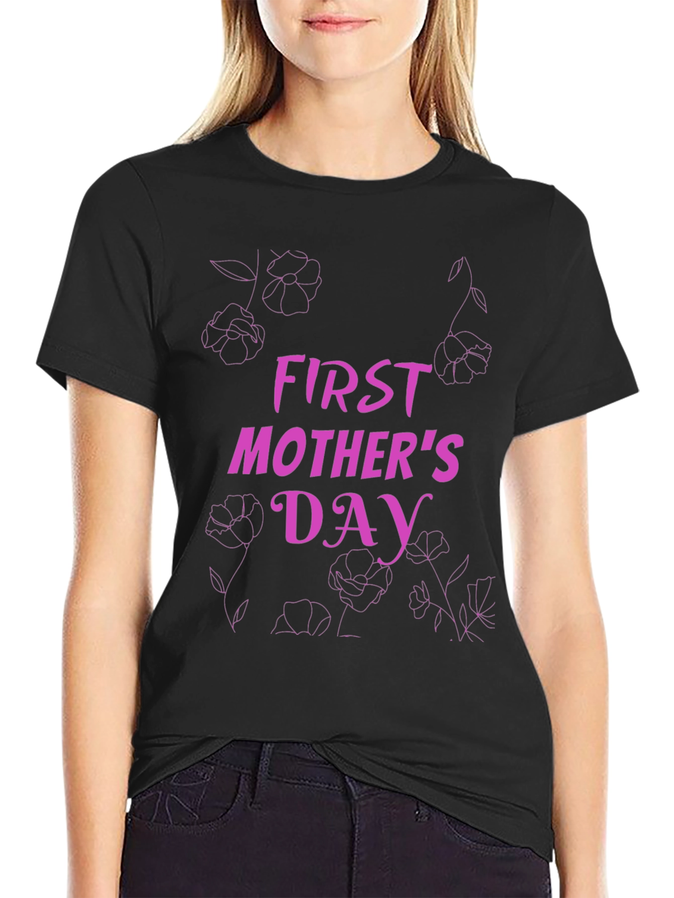 First Mothers Day Graphic Tee - Black