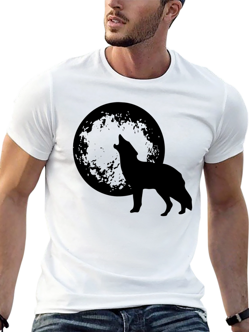 Wolf Howling at Moon Graphic T-Shirt