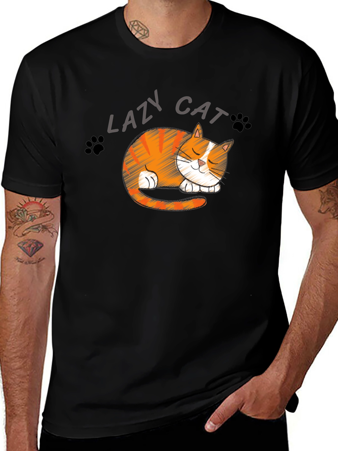 Lazy Cat Graphic T-Shirt - Cute Sleepy Kitten Tee