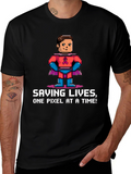 Saving Lives Pixel Hero Graphic Tee