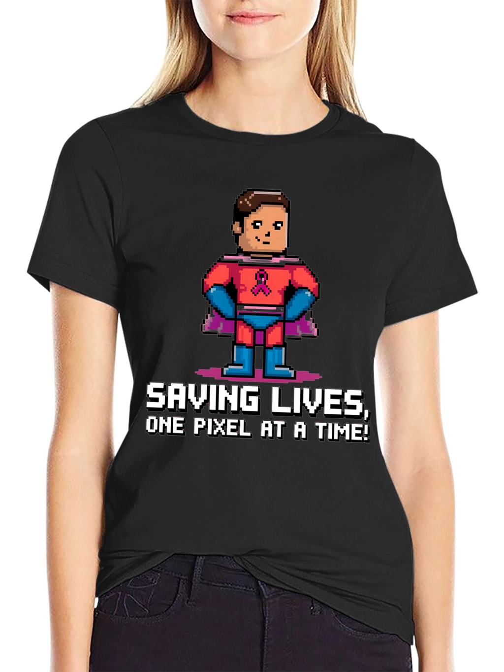 Saving Lives Pixel Hero Graphic Tee