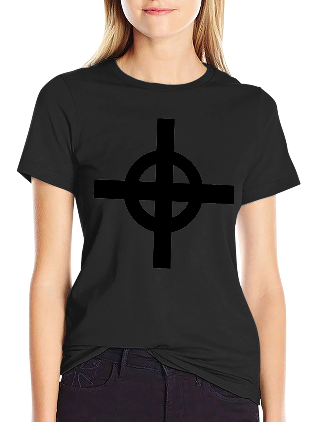 Black Celtic Cross Graphic T-Shirt