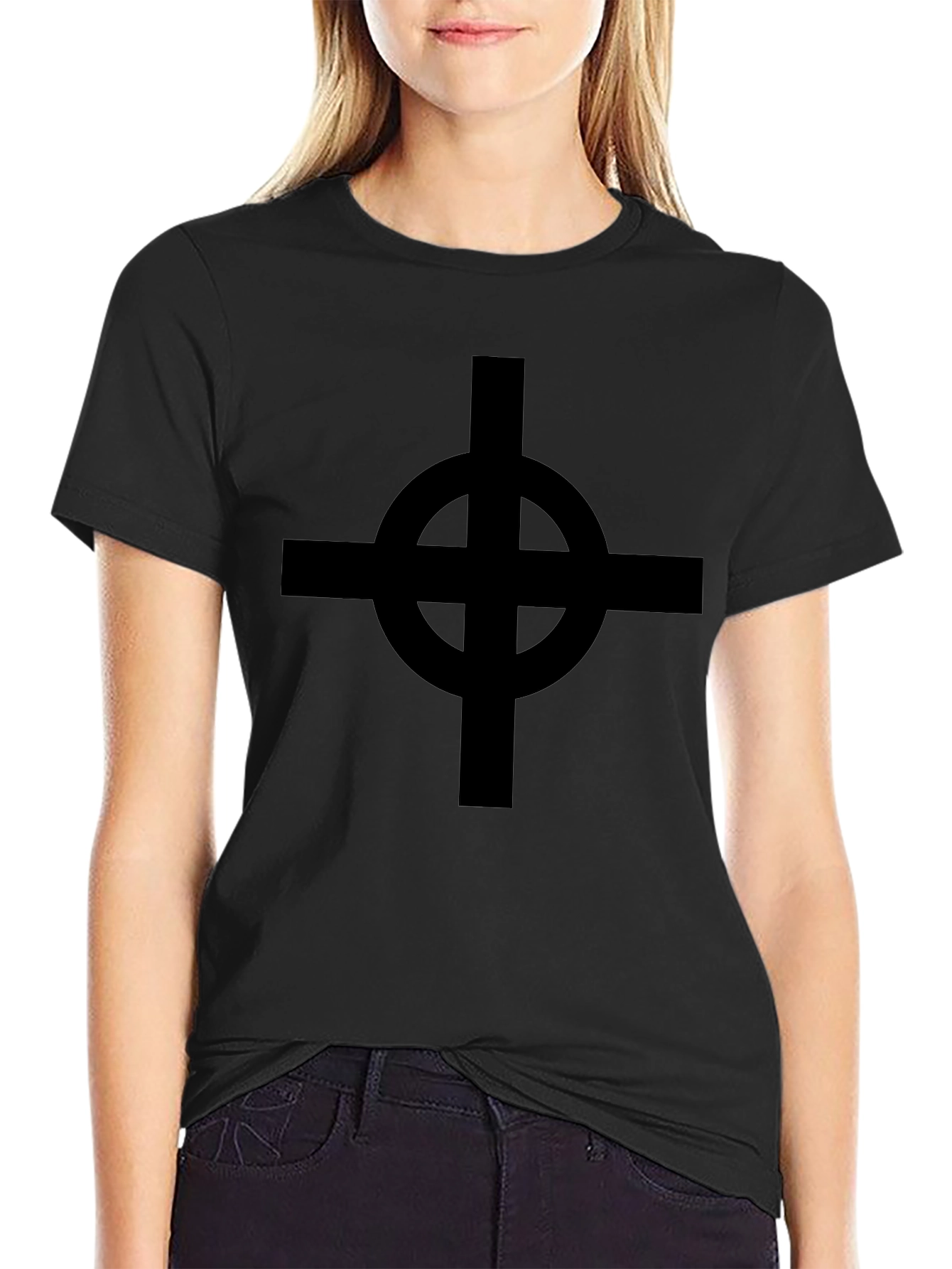 Black Celtic Cross Graphic T-Shirt
