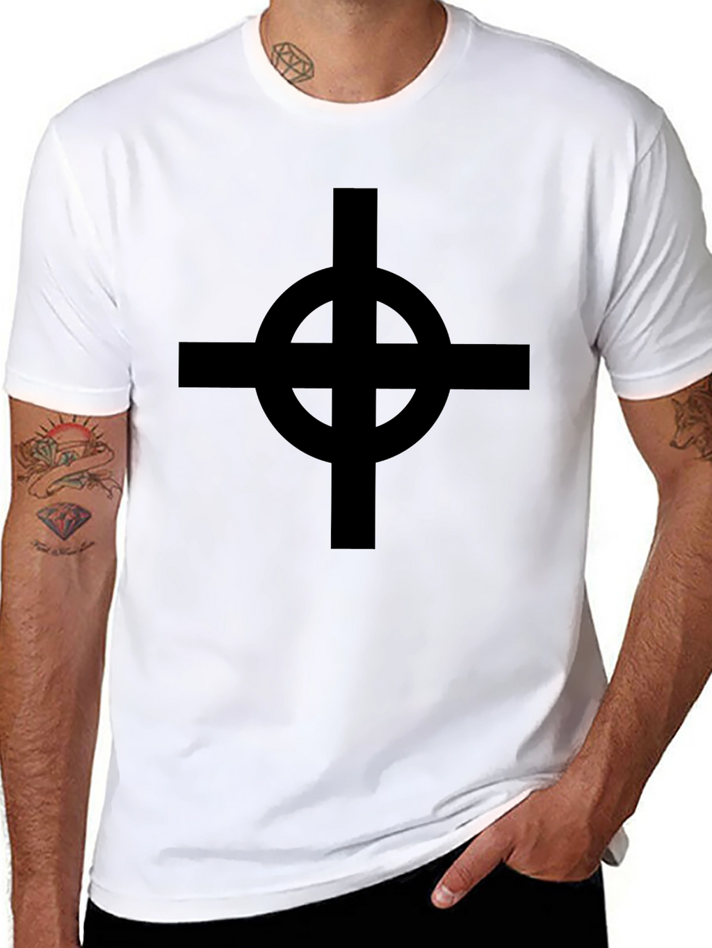 Black Celtic Cross Graphic T-Shirt